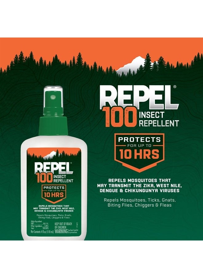 100 Insect Repellent, Pump Spray, 4-Fluid Ounces, 10-Hour Protection