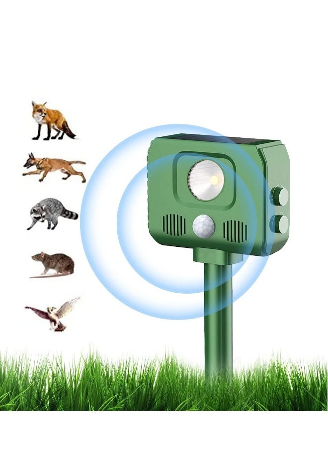 Ultrasonic Animal Repellent, Waterproof Outdoor Animal Repeller Motion Sensor, Cat Repellant Garden, Ultrasonic Dog Repellent, with Solar Battery, for Squirrels Cats Dogs Rats