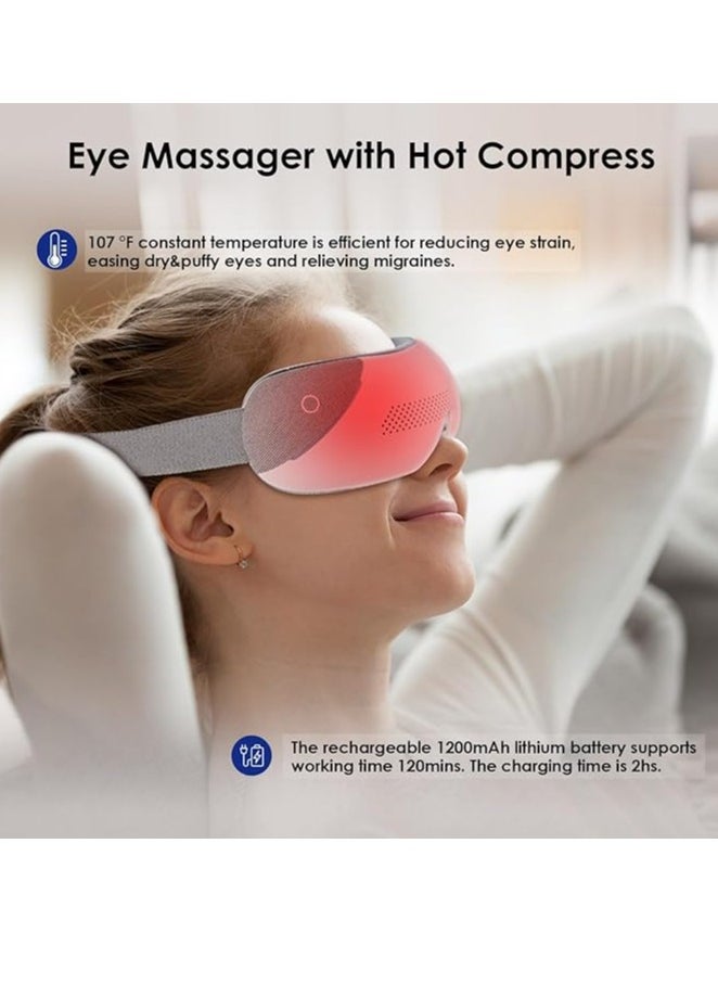 Smart Eye Massager with Heat, Bluetooth, Air Pressure & Vibration – Relieve Strain, Improve Sleep, and Relax in Minutes (Perfect Device in Screen Era)