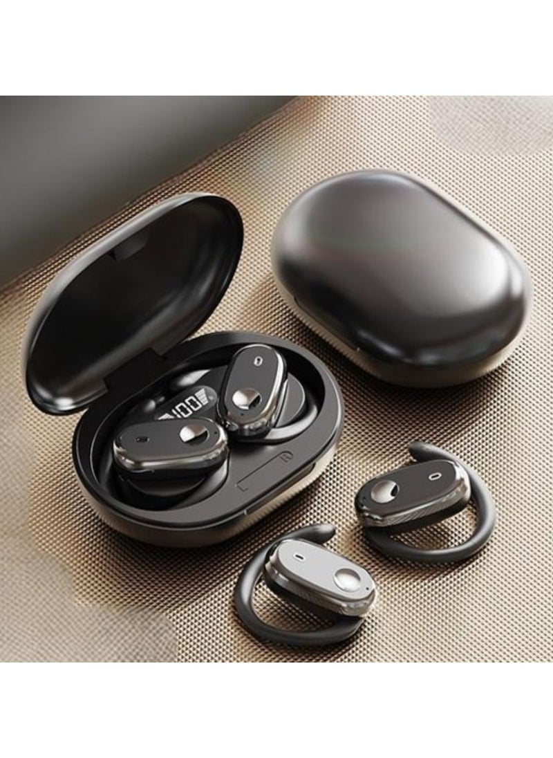 GT9 Open Ear Wireless Earbuds, Light-Weight Earphones, Bluetooth 5.4 Headphones 4-Mics ENC Clear Call, OWS Bluetooth Earbuds Touch Control, IPX5 Waterproof, 75H High Battery, Privacy Protection, Black