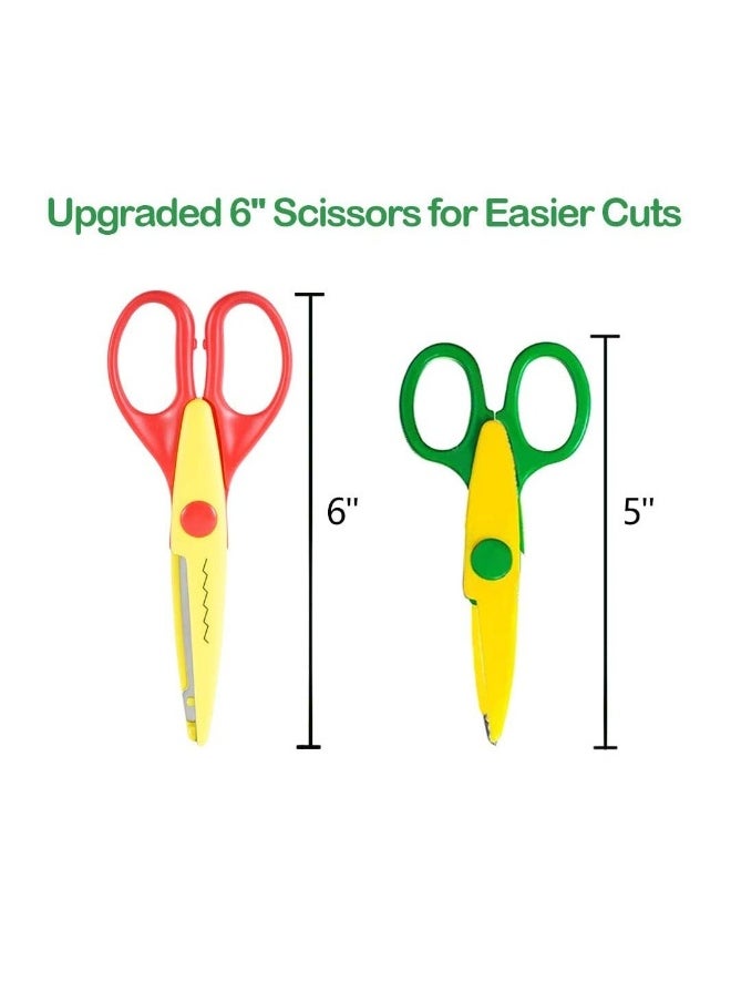 6Pcs Decorative Paper Edge Scissor Set, Colorful Paper Edger Scissors Great for Kids, Teachers, Crafts, Scrapbooking, DIY Projects, and Kids Crafts (5inch)