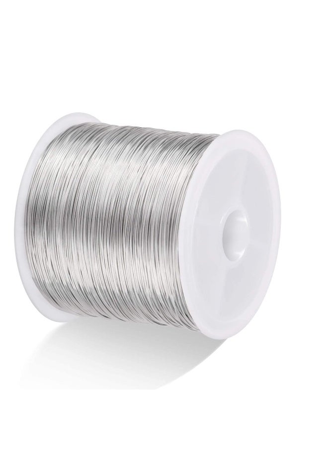 328Ft Jewelry Wire Craft Wire 26 Gauge Tarnish Resistant Jewelry Beading Wire Copper Beading Wire for Jewelry Making Supplies and Crafting, 0.4mm X 100m Silver Color