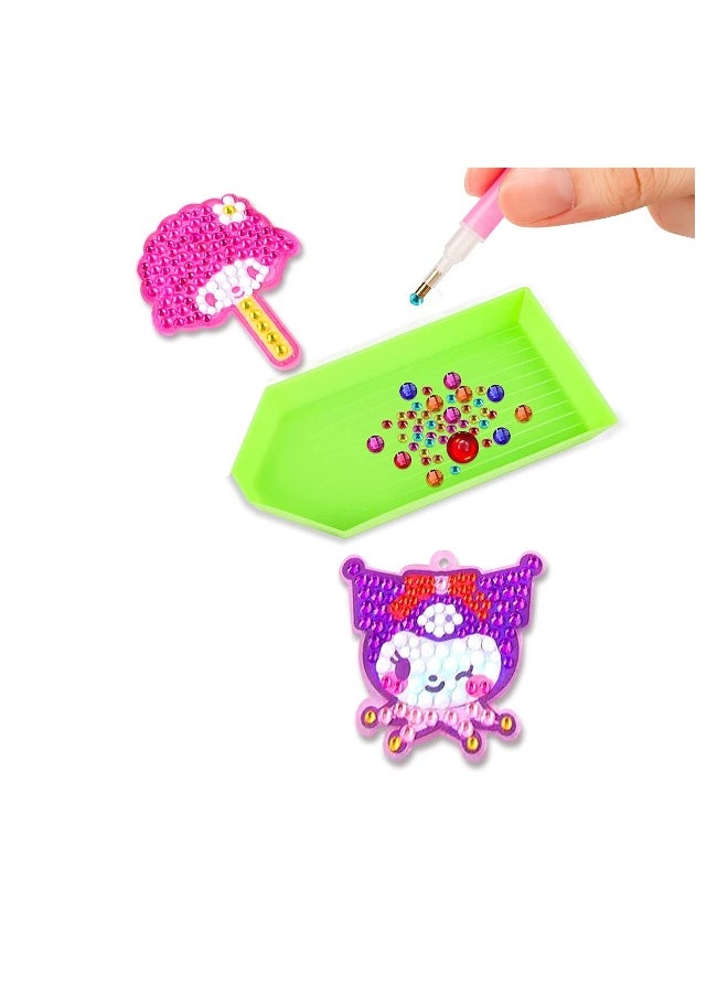 Diamond Painting Keychains Kit for Kids, Kawaii Diamond Art Keychains Kits for Crafts, Diamond Dot Gem Art Kits for Girls with Lobsters Clasp, 5D Colorful Gems