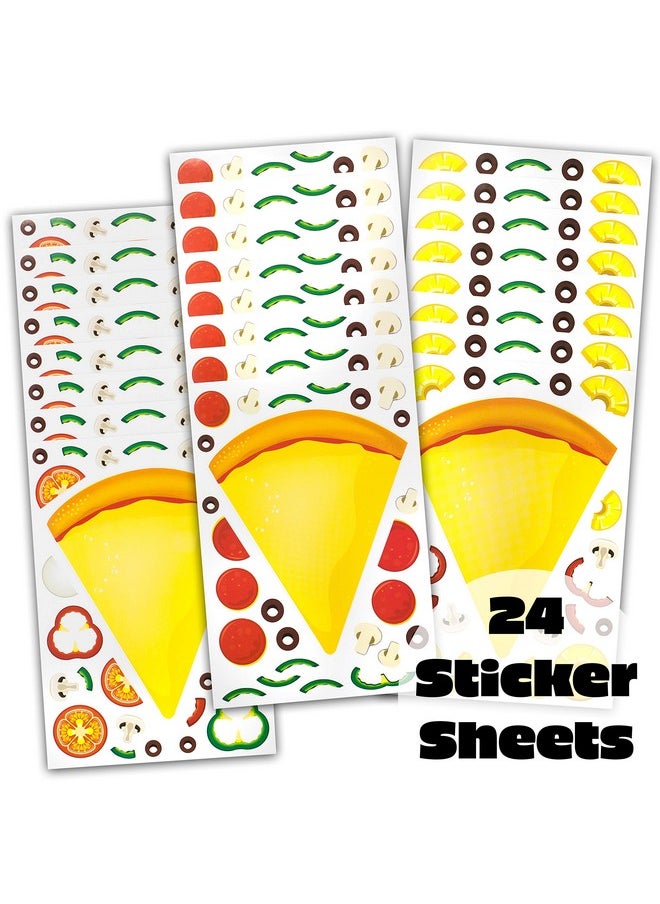 24 Make A Pizza Stickers For Kids - Great For Pizza Parties & Pizza Family Night - Let Your Kids Get Creative & Design Their Favorite Pizza Slice - Fun Craft Project For Children Ages 3+