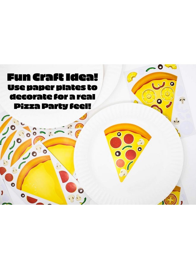 24 Make A Pizza Stickers For Kids - Great For Pizza Parties & Pizza Family Night - Let Your Kids Get Creative & Design Their Favorite Pizza Slice - Fun Craft Project For Children Ages 3+