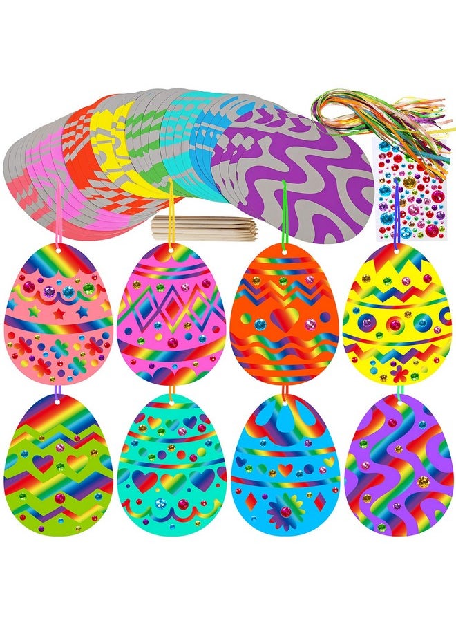 32 Sets Magic Color Scratch Art Easter Egg Ornaments Decorations Diy Easter Craft Kits Scratch Paper Easter Egg Scratching Tools For Kids Party Favors Easter Spring Classroom Home Activity Art Project