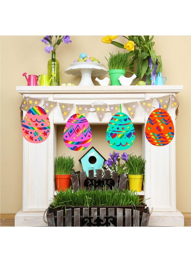 32 Sets Magic Color Scratch Art Easter Egg Ornaments Decorations Diy Easter Craft Kits Scratch Paper Easter Egg Scratching Tools For Kids Party Favors Easter Spring Classroom Home Activity Art Project