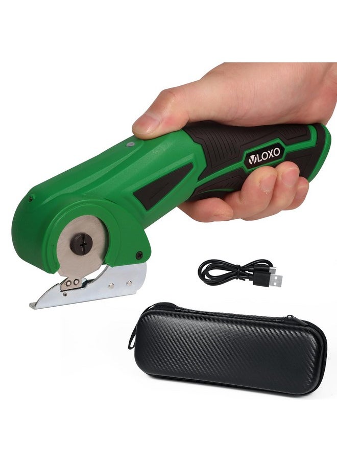 Cordless Electric Scissors Upgraded, 4V Electric Cardboard Cutter Rechargeable Fabric Mini Cutter Rotary Multi-Cutting Power Tool With Safety Lock & Led Light For Carpet Leather Felt Storage Box