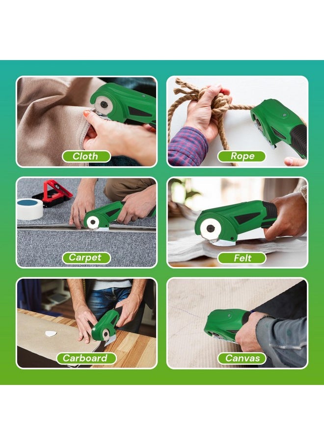 Cordless Electric Scissors Upgraded, 4V Electric Cardboard Cutter Rechargeable Fabric Mini Cutter Rotary Multi-Cutting Power Tool With Safety Lock & Led Light For Carpet Leather Felt Storage Box