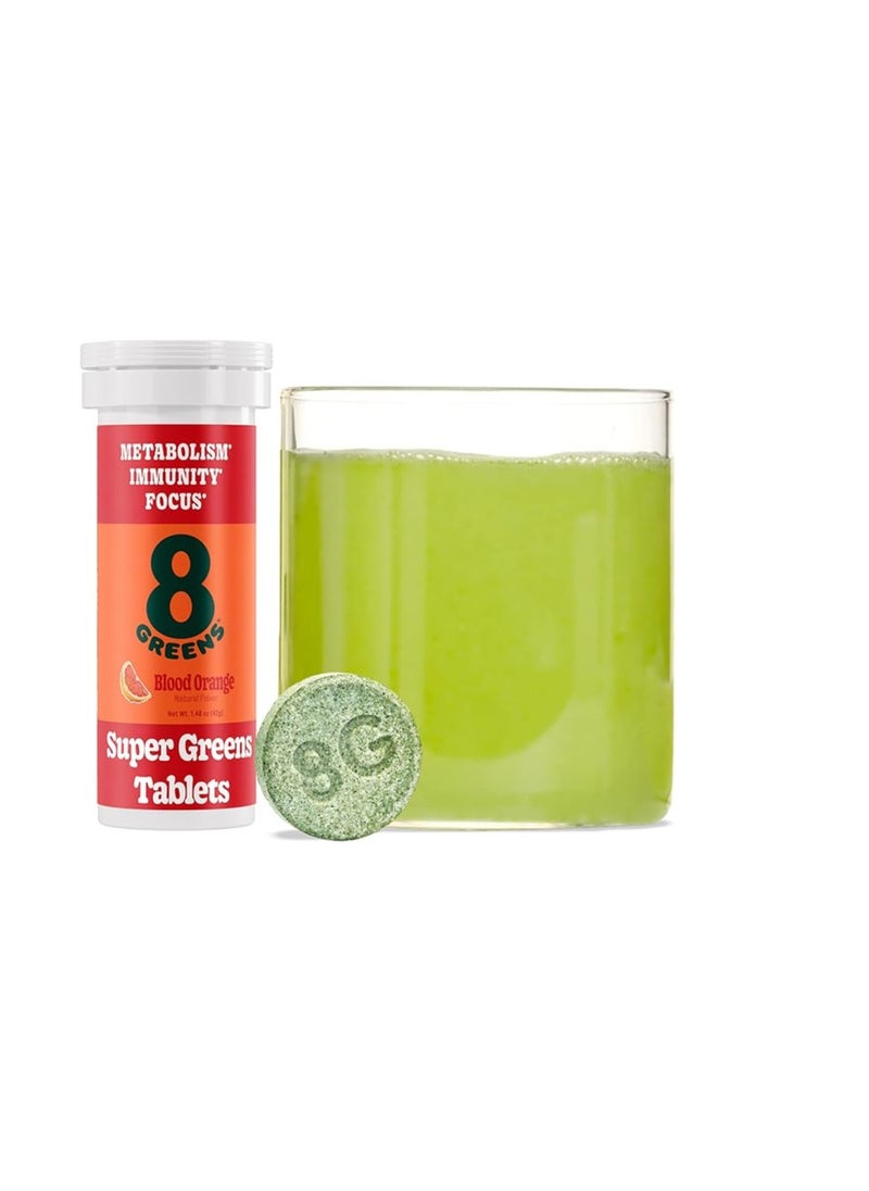 Immunity and Energy Effervescent Tablets packed with 8 powerful super greens Blood Orange 1 Tube/10 Tablets