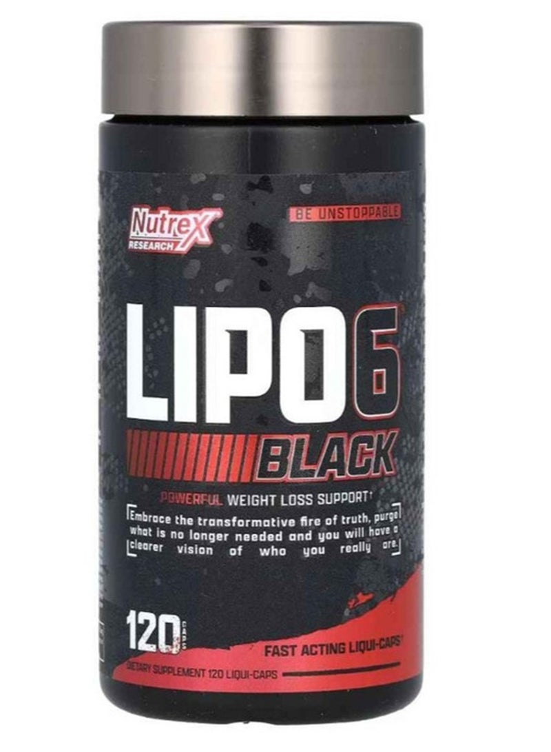 Lipo 6 Black Extreme Potency Weight Loss Support - 120 Capsules