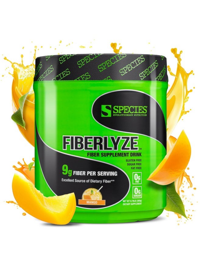 Species Nutrition Fiberlyze Fiber Supplement, Psyllium Based Soluble & Insoluble Fiber Powder for Healthy Colon, Digestive Functions (Mango, 30 Servings)