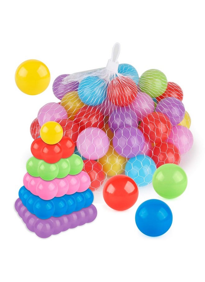 Pit Balls Pack Of 50 - Bpa Free 5 Color Hollow Plastic Ball For 1 2 3 Years Old Toddlers Baby Kids Birthday Pool Party Favors Summer Water Bath Toy ( 6Cm )