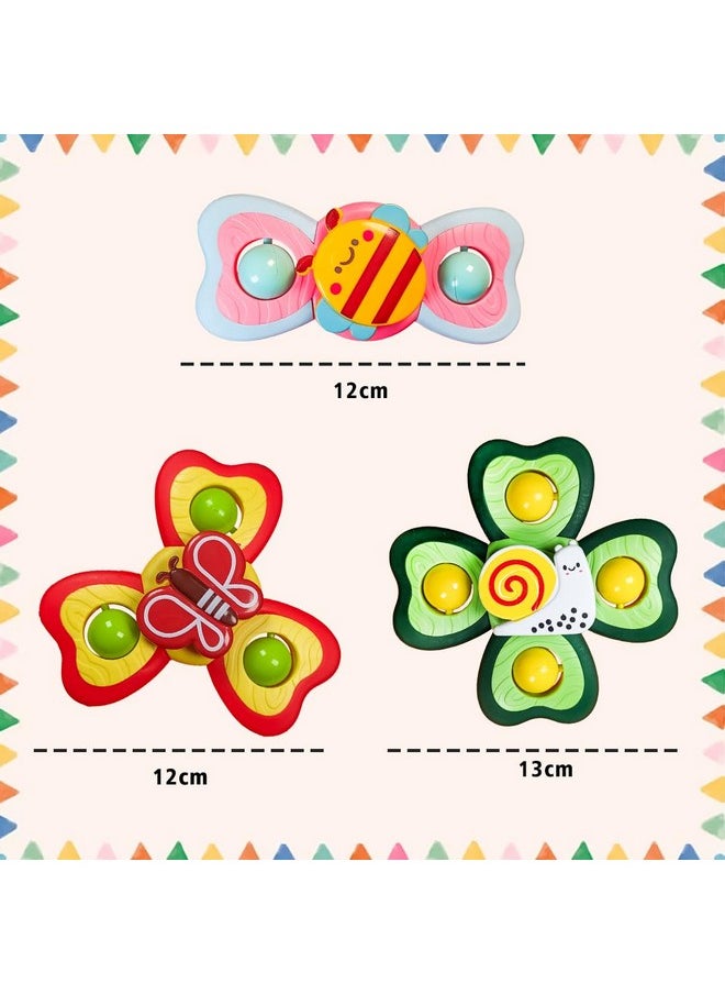 Suction Spinner Toy For Baby Bath Toys For Kids | Fidget Spinner Spinning Sensory Toddler Water Toy Sticks To Car Window Table High Chair Flight Travel Toy| Birthday Return Gift For Kids 3 Pcs