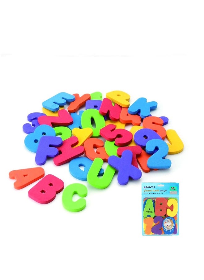 Bath Toys Organizer + 36 Soft Foam ABC 123 Letters & Numbers Bathroom Alphabet Baby Toys for Early Learning Foam Letters and Quick Dry Storage Net Bag