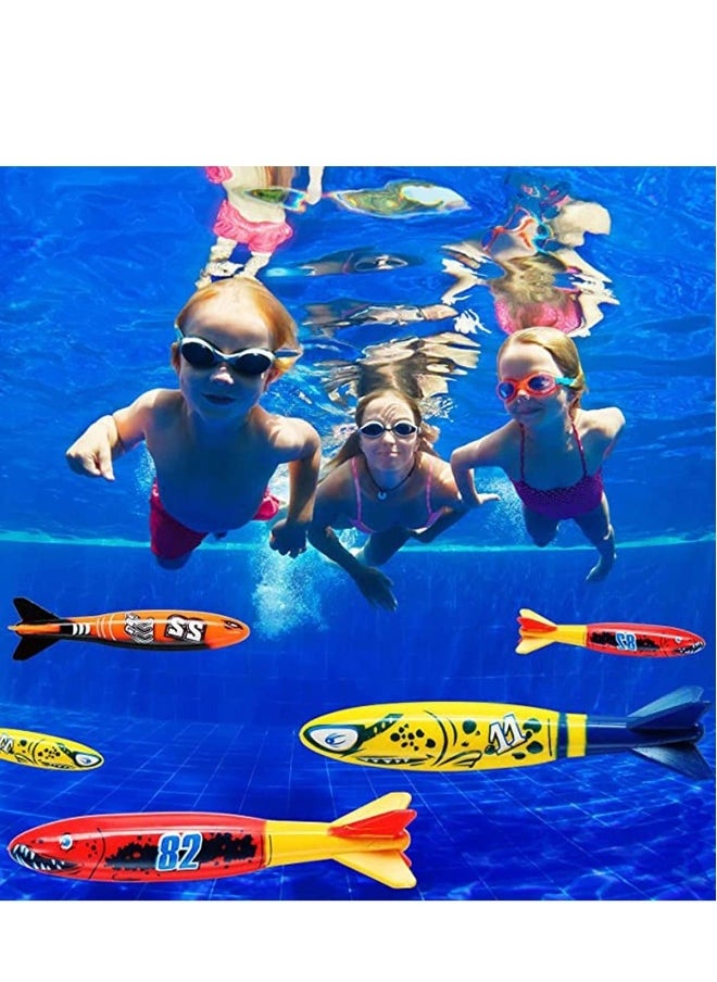 Dive Torpedo Bandits Pool Toys Underwater Diving Torpedo Bandits Water Games Training Gift Set for Boys Girls and Up 4 Piece Colorful Fun Toy for Pool and Bath