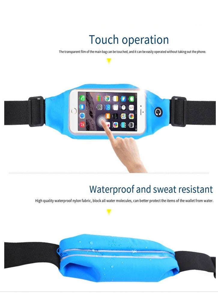 Outdoor sports running waist bag with touch screen, anti-theft and anti-sweat invisible waist bag, music fitness belt