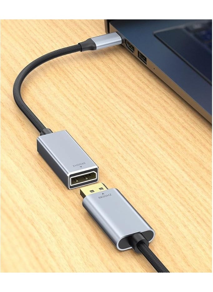 USB C to DisplayPort Cable, (8K@60Hz 2K@240Hz or 4K@144Hz), Uni-Directional USB Type C to DP Cable Cord HDR, for iPhone 15 Pro/Max, MacBook Pro/Air