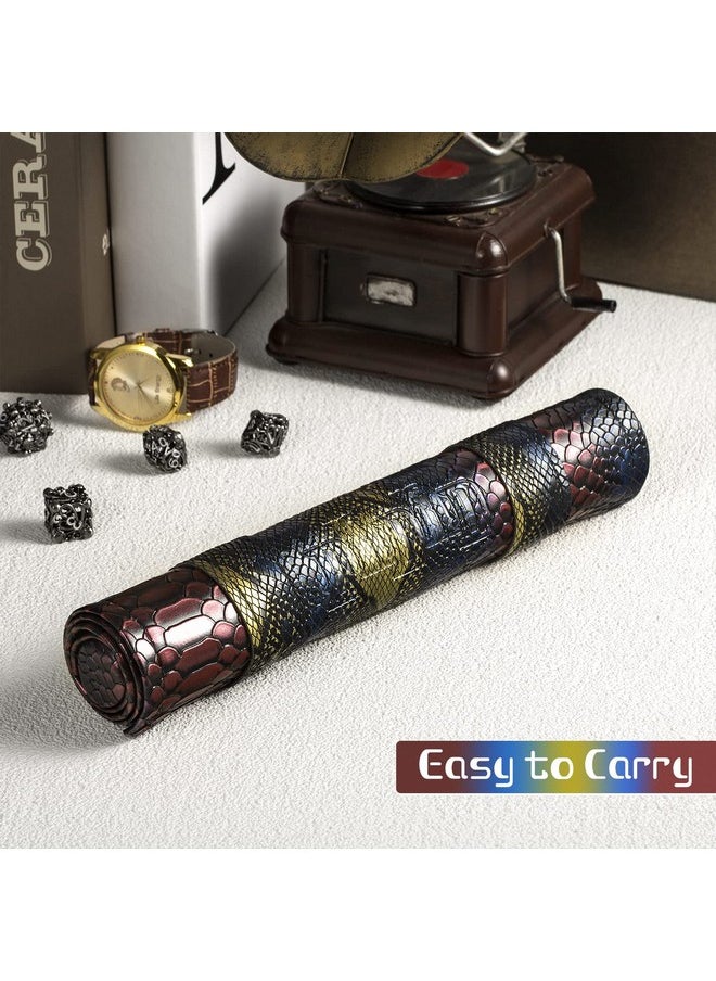 Dice Mat And Storage, 2 In 1 Dragon Scale Scroll Pu Leather With Velvet For Table Games Dungeons And Dragons Dnd D&D (Dragon Scale)