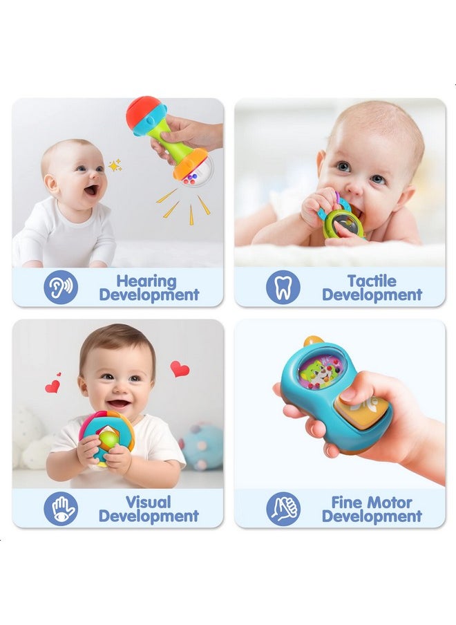 10Pcs Baby Rattles Toys Set, Infant Grab Shake Rattle, Sensory Teether, Babies Development Learning Music Toy, Newborn First Stocking Stuffer Gifts 0 1 2 3 4 5 6 7 9 10 12 Month Boy Girl