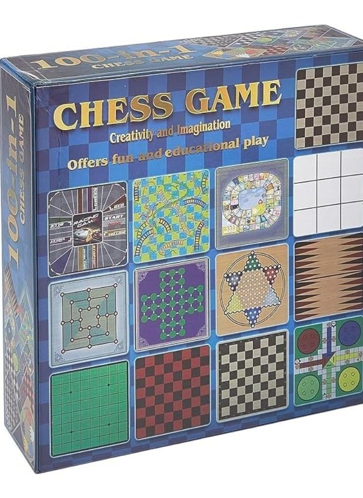 100 in 1 Classic Games Compendium of Classic Family Board Games Includes Chess, Draughts, Ludo Snake and Ladders, Fun & Educational Board & Card Games