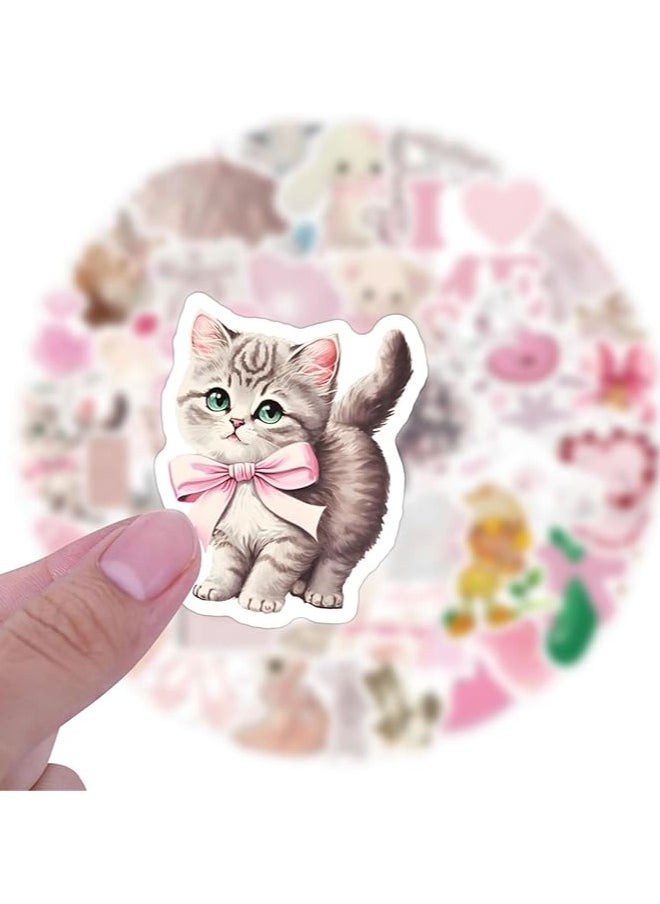 60PCS Coquette Stickers, Cartoon Kawaii Valentine Day Waterproof Pink Coquette Sticker for Phone Cases, Laptop, Coquette Room Decor Vintage