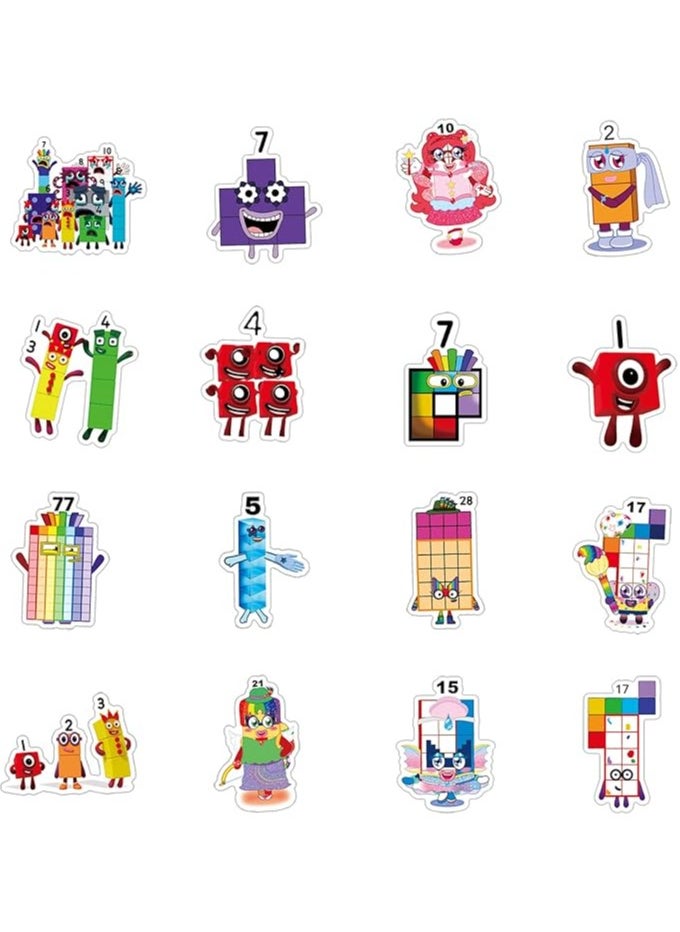 52pcs Numberblocks Animated TV Series Cartoon Deacls Graffiti Stickers Pack | Anime Vinyl PVC Waterproof Sticker for Teens Adults Kids Girl Water Bottle Skateboard Toys Scrapbook （Number Blocks）…