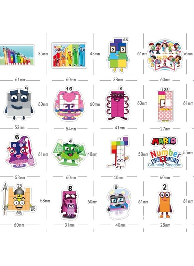 52pcs Numberblocks Animated TV Series Cartoon Deacls Graffiti Stickers Pack | Anime Vinyl PVC Waterproof Sticker for Teens Adults Kids Girl Water Bottle Skateboard Toys Scrapbook （Number Blocks）…