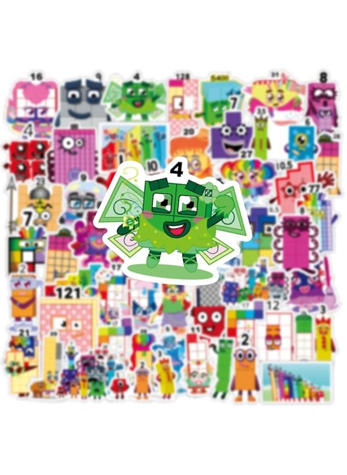 52pcs Numberblocks Animated TV Series Cartoon Deacls Graffiti Stickers Pack | Anime Vinyl PVC Waterproof Sticker for Teens Adults Kids Girl Water Bottle Skateboard Toys Scrapbook （Number Blocks）…