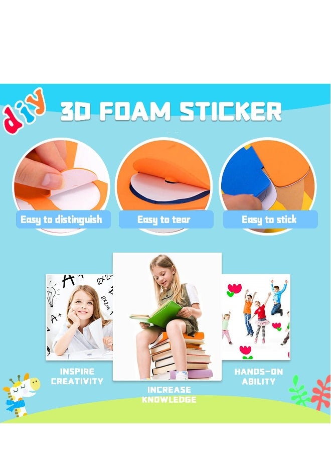 Sticker Art Kits, Rotatable Toddler Arts and Crafts 3D EVA Foam Stickers DIY Art Craft Kits for Kids 20 Packs Cartoon Animal Learning Educational Puzzle Toy