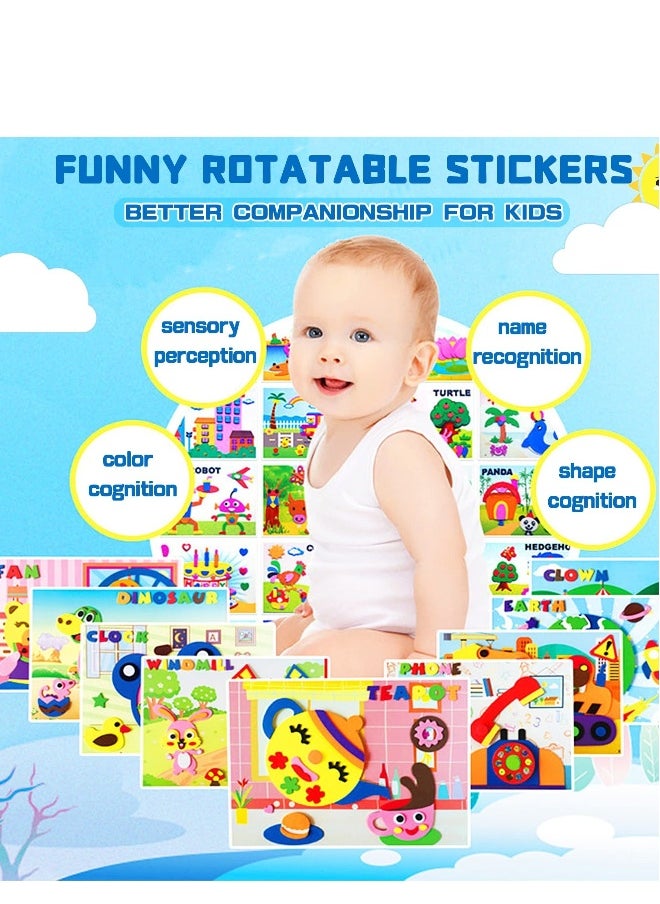 Sticker Art Kits, Rotatable Toddler Arts and Crafts 3D EVA Foam Stickers DIY Art Craft Kits for Kids 20 Packs Cartoon Animal Learning Educational Puzzle Toy