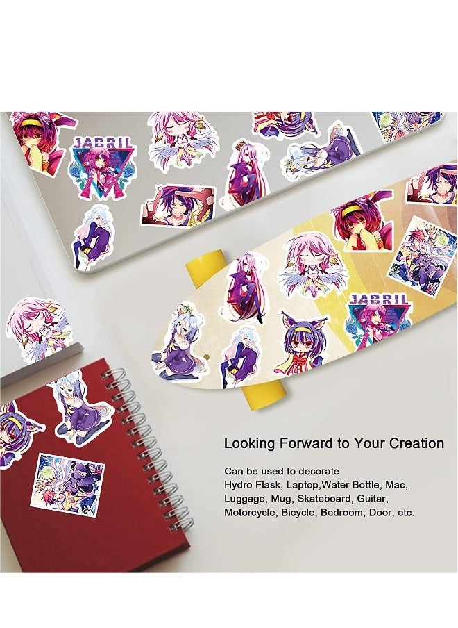 50pcs Anime No Game No Life Stickers Car Sticker for Snowboard Motorcycle Bicycle Phone Computer DIY Keyboard Car Window Bumper Wall Luggage Decal Graffiti Patches No Game No Life