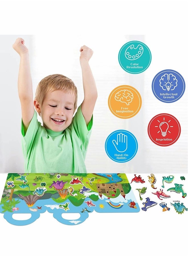 Reusable Sticker Books for Toddlers 1-3, 4 Sets Sticker Activity Books for Kids 2-4, Travel Sticker Toys for Todders Educational Toys Learning Books Birthday Gifts