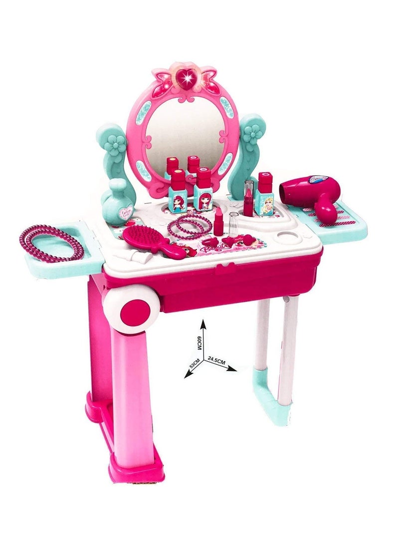 Trolley Case Beauty Set for Girls, Makeup Tool Sets Pretend Play Workbench Playset Educational Toy for Kids