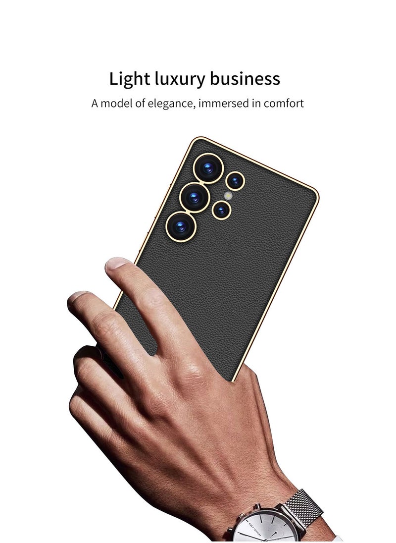 Compatible with Samsung Galaxy S25 Ultra 5G Phone Case, Light Luxury Business Electroplating Phone Case, Suitable for Samsung S25 Ultra Phone Case (Carbon Fibre Black)