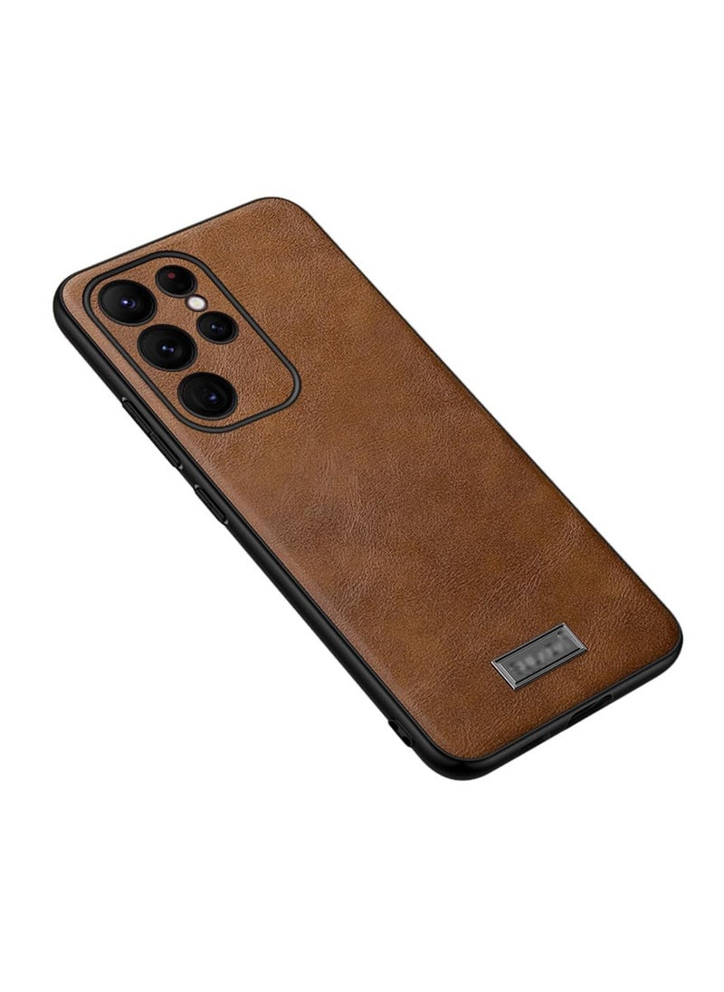 Case for Samsung Galaxy S25 Ultra Case, Luxury Business Retro Premium PU Leather Phone Case, Shockproof Bumper Full Body Protective Cover Phone Cases for Samsung Galaxy S25 Ultra 5G (Brown)