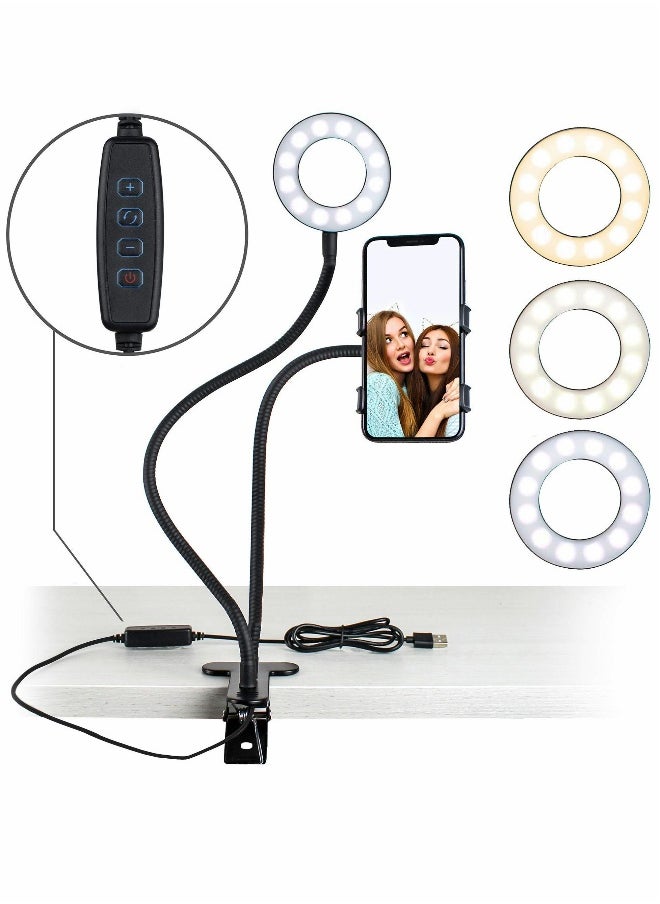 Selfie Ring Light with 24” Gooseneck Stand & Cell Phone Holder