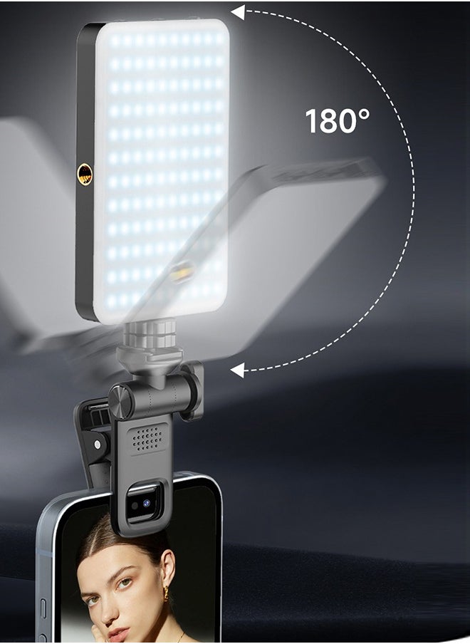 Portable RGB Selfie Light with Clip, 180° Adjustable Pocket Fill Light with 0-360° Full Color, CRI 95+, 2500-9000K Adjustable Brightness, 3000mAh Battery and 10 Dynamic Effects. Ideal for Phones, Tablets, Laptops and Cameras