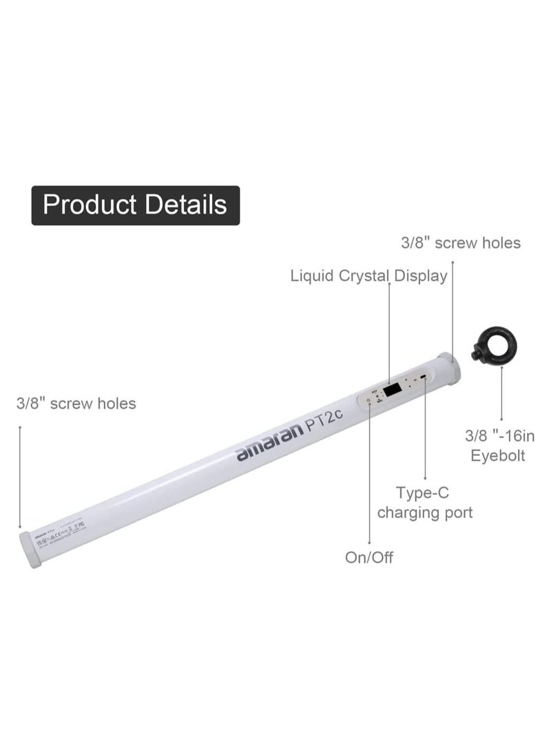 Amaran PT2c Pixel Led Tube Light,8 RGBWW Pixels Tube Video Light,6W Power (60cm/23.6Inch) Amaran T2C