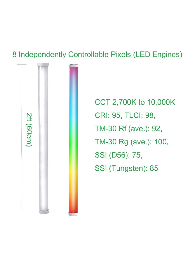 Amaran PT2c Pixel Led Tube Light,8 RGBWW Pixels Tube Video Light,6W Power (60cm/23.6Inch) Amaran T2C