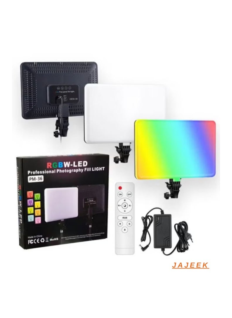 Spotlight for Photography RGB PM-26 – Professional LED RGB Spotlight with Adjustable Colors, 36W Power Output, Dimmable for Photography, Video, and Studio Use, Perfect for Portraits, Product Shots, and Content Creation, High-Quality Lighting for Creators