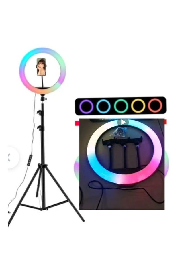 22 inch RGB LED Ring Light with Tripod Stand, Large Selfie Ring Light with Touch Panel Vlog Video Shooting