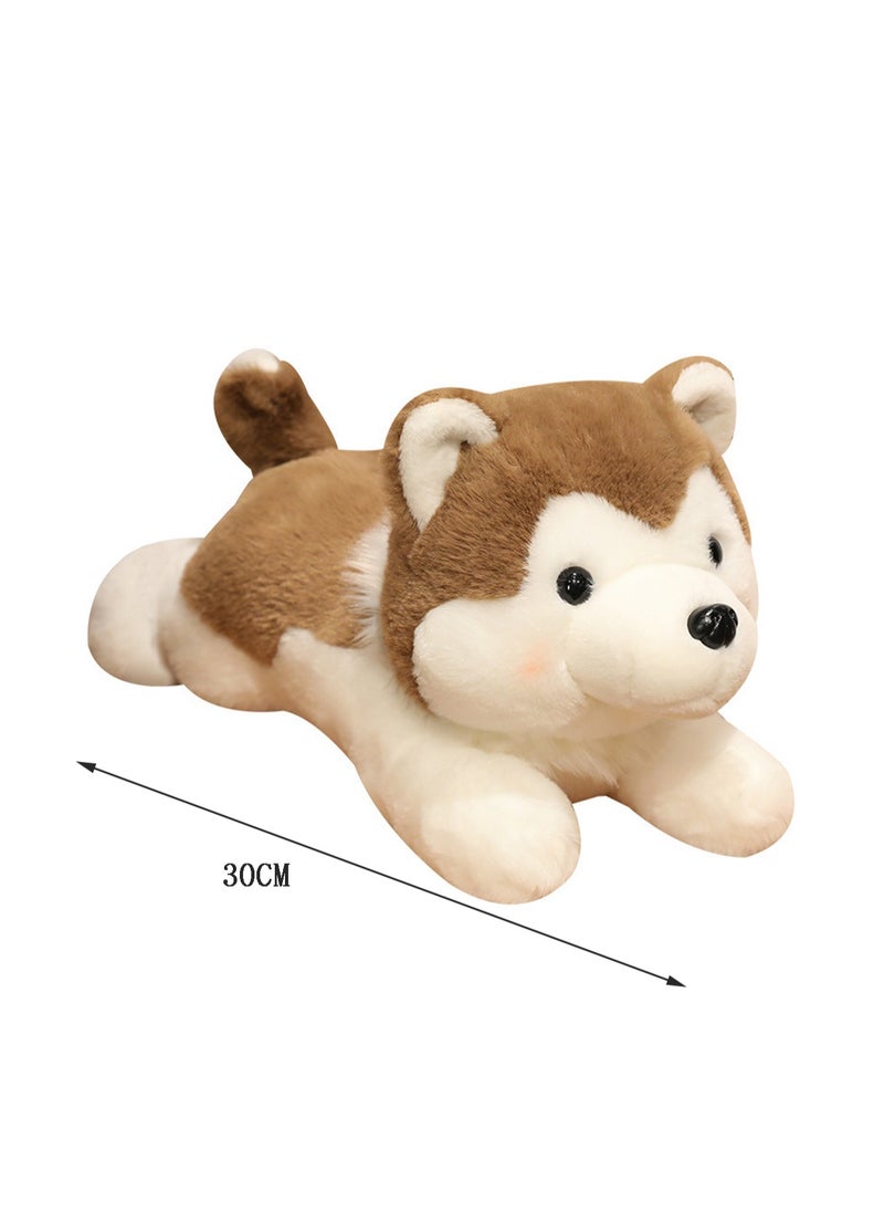 30 CM Simulation Husky Plush Toy Soft Stuffed Cute Cartoon Dog Doll For Girls And Boys All Ages Gift（Style 2）