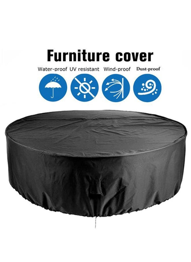 Patio Furniture Covers,  Outdoor Furniture Covers Waterproof Round Table Cover Heavy Duty Cover Tough Canvas UV Resistant Dustproof Anti-Fading Cover Black