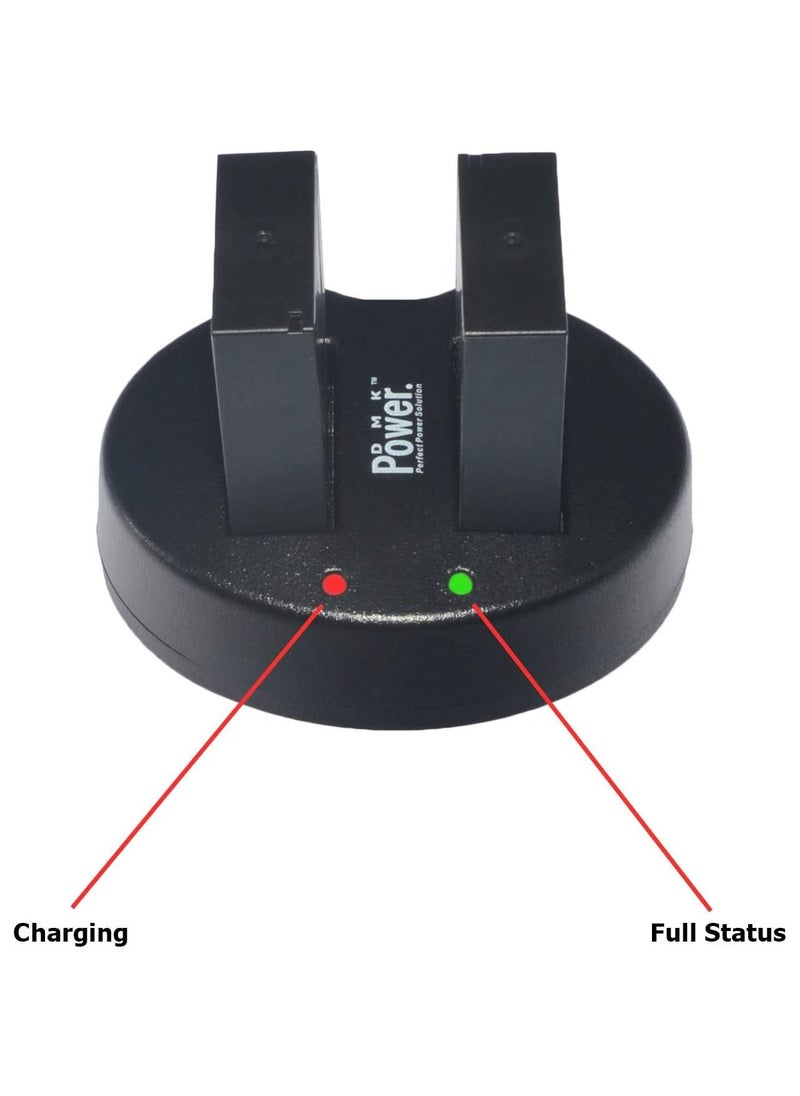 DMK Power LP-E12 Replacement Battery (2-Pack) and Dual USB Charger Compatible with LP-E12 EOS M M2 M10 M50 M100 EOS 100D EOS Rebel SL1 EOS KISS X7 PowerShot SX70 HS