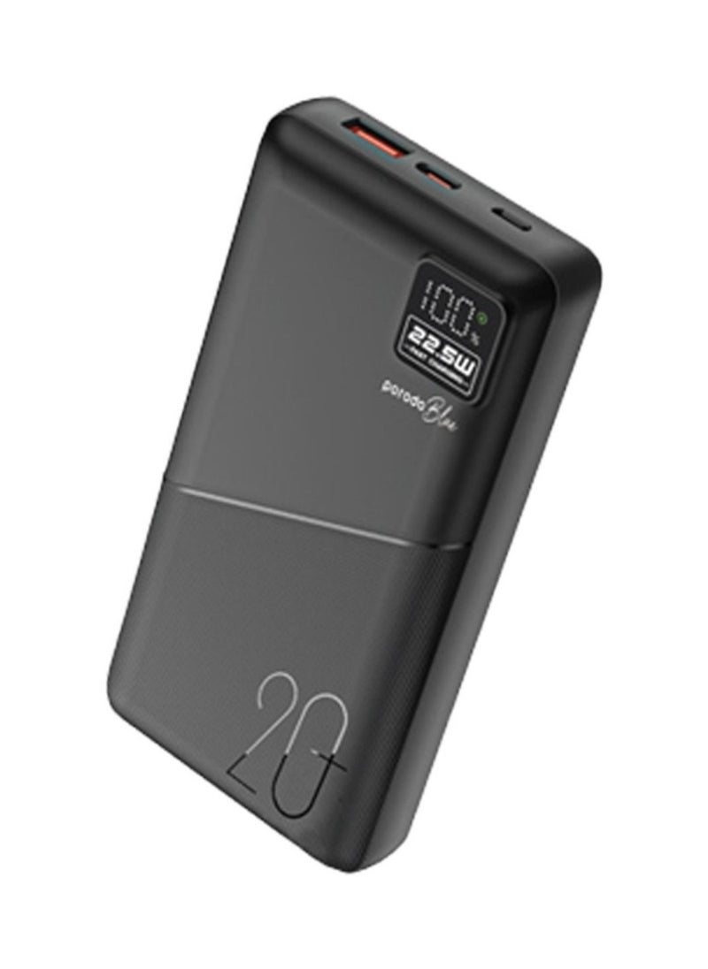 20000mAh Powerbank Type-C USB A and Micro with Digital Display_Black