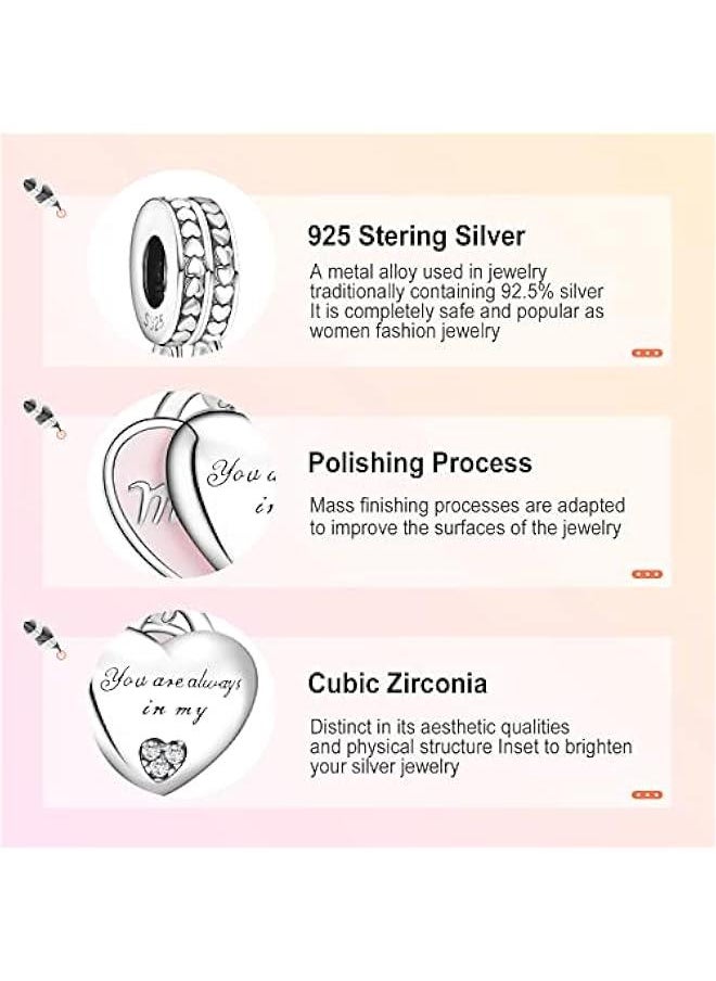 925 Sterling Silver Charms for Bracelets and Necklaces Symbol of Color Dangle Pendants Beads Charms Jewelry Gift for Women