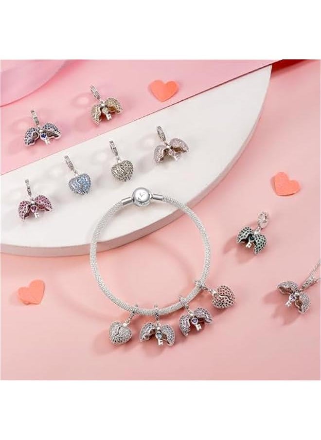 Birthstone Charms for Bracelet 925 Sterling Silver Charms fit Bracelet Necklace Dangle with 5A Cubic Zirconia Christmas Valentine Mother's Day Gift for Women