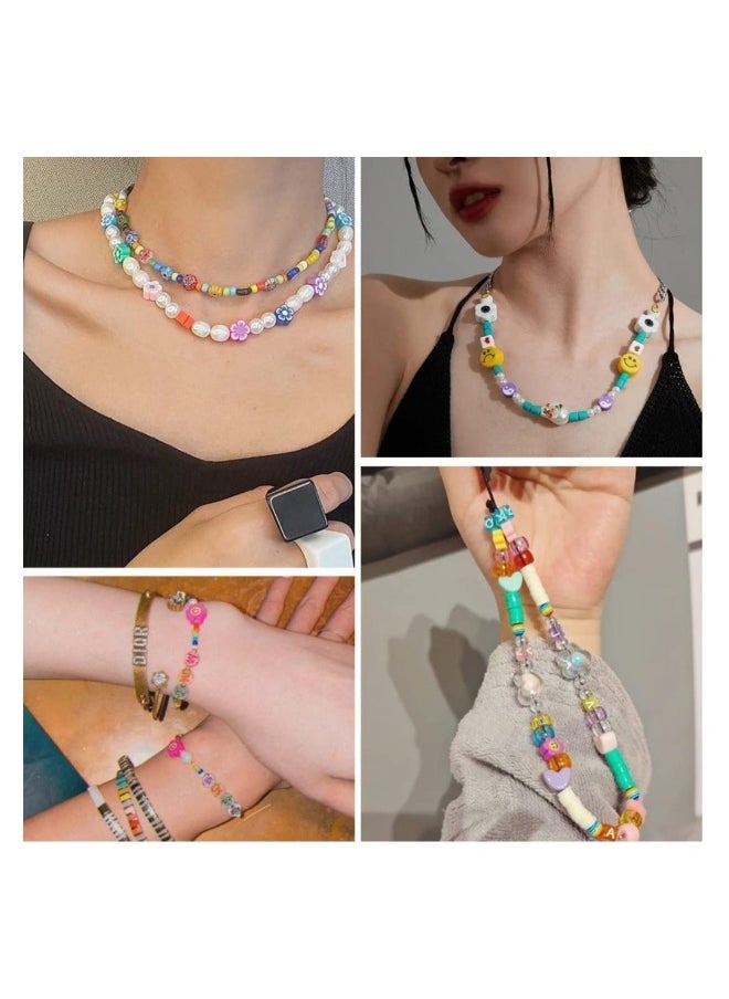 Clay Beads Bracelet Making Kit, Beads DIY Set Handmade Necklace Earring Phone Charm with Pearls Smiley Face Letter for Girls Kids Adults