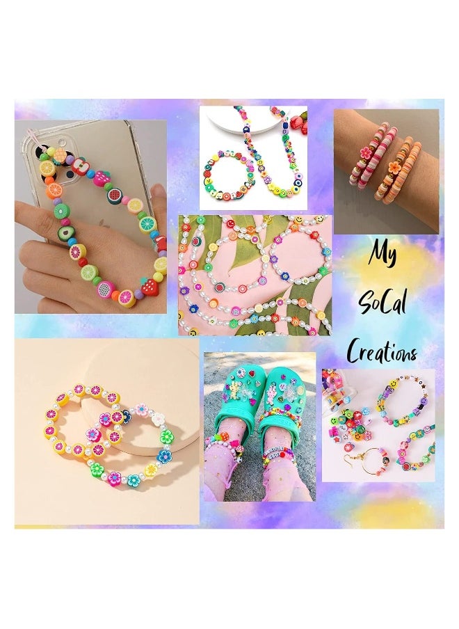 Clay Beads Bracelet Making Kit, Beads DIY Set Handmade Necklace Earring Phone Charm with Pearls Smiley Face Letter for Girls Kids Adults